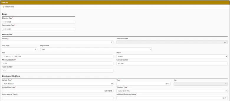 screenshot of Ventiv Policy